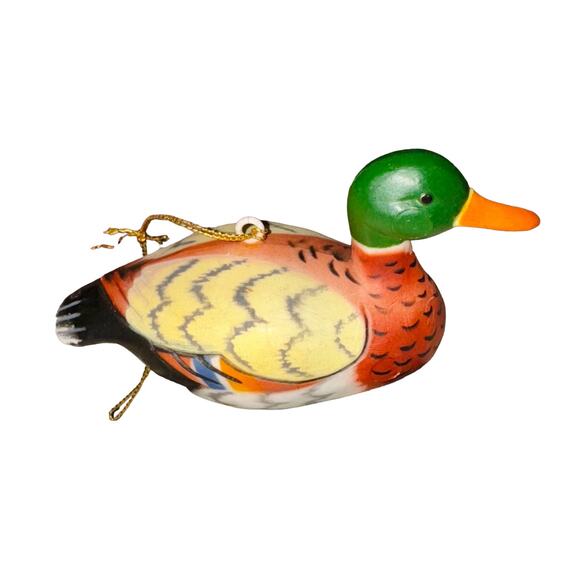 Vintage Mallard Duck Decoy Ornament Made in Hong Kong Male Hunting - Picture 3 of 6